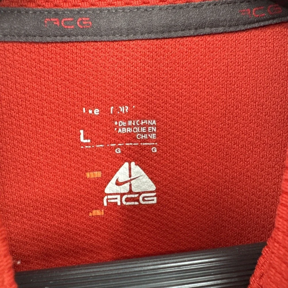 Nike‎ ACG VTG Sweater Mens Large Red Gray  Lightweight 1/4 Zip Pullover Outdoor